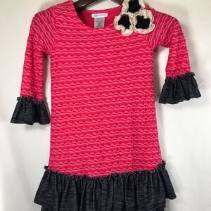 BONNIE JEAN Scrunchie Pink w/Black Style W48218DT Pull-Over Dress 8